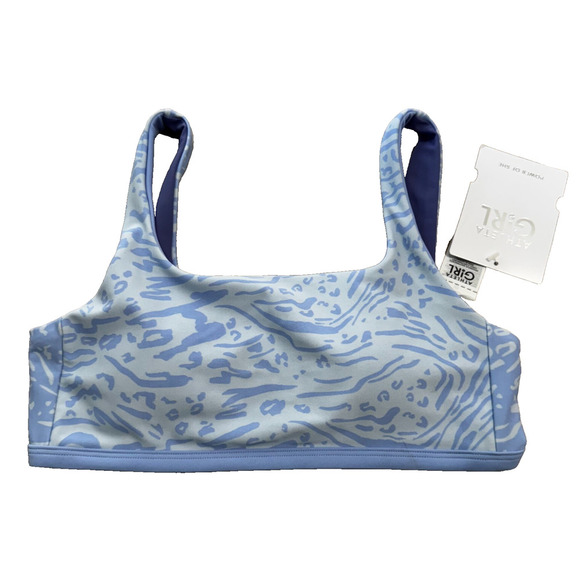 NWT Athleta Girl XL/14 Reversible Vitamin Sea Bikini Top Nina Animal Blue - Picture 1 of 7